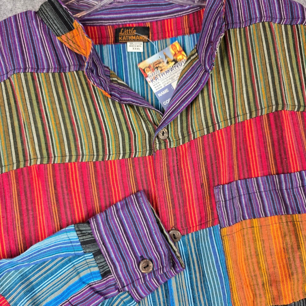 Little Kathmandu Patchwork Shirt Mens 3XL Multicolor Relaxed Hippie Boho Y2K New